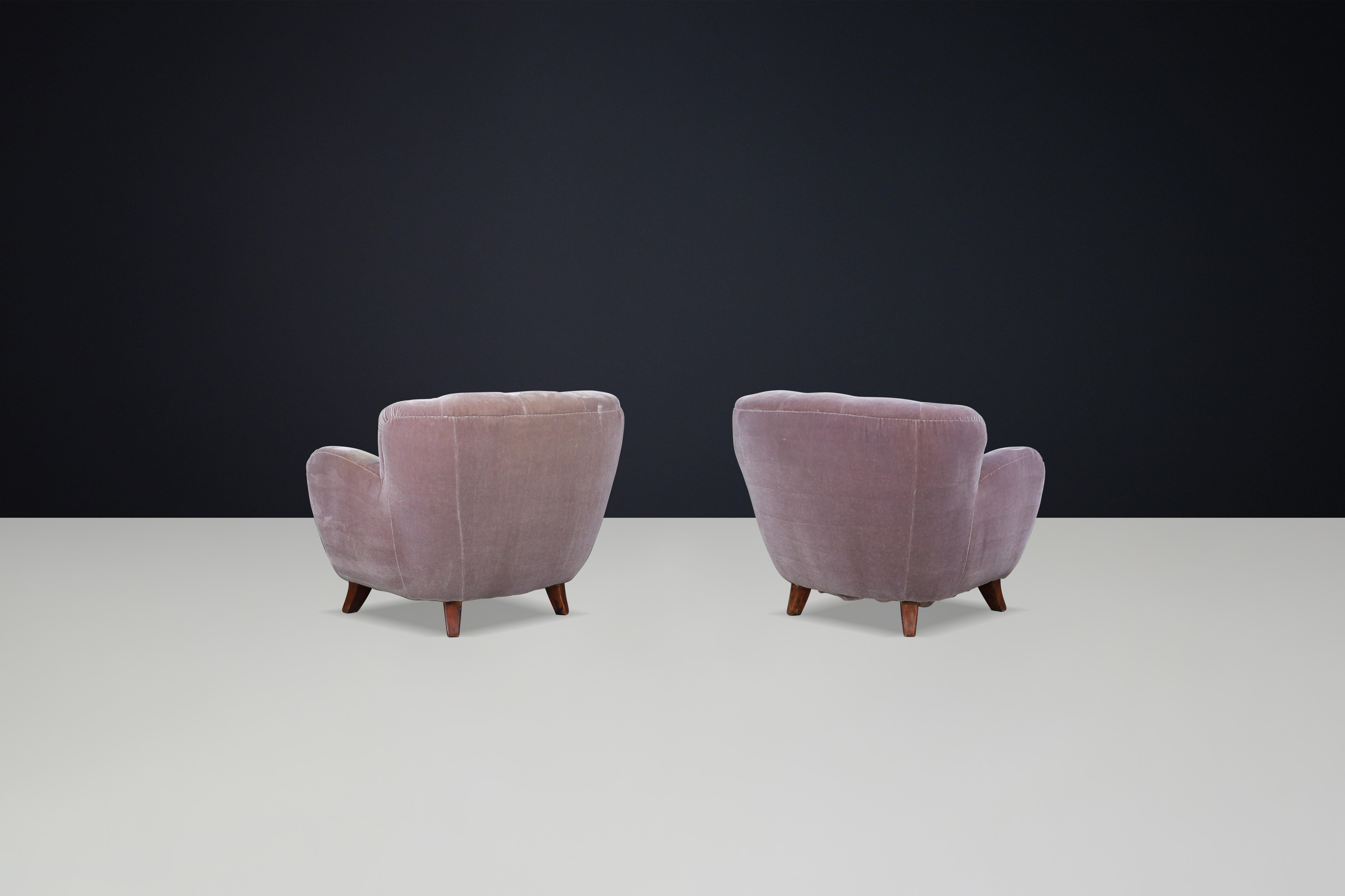 Flemming Lassen Armchairs in Original Velvet Upholstery, Denmark 1930s For Sale 2