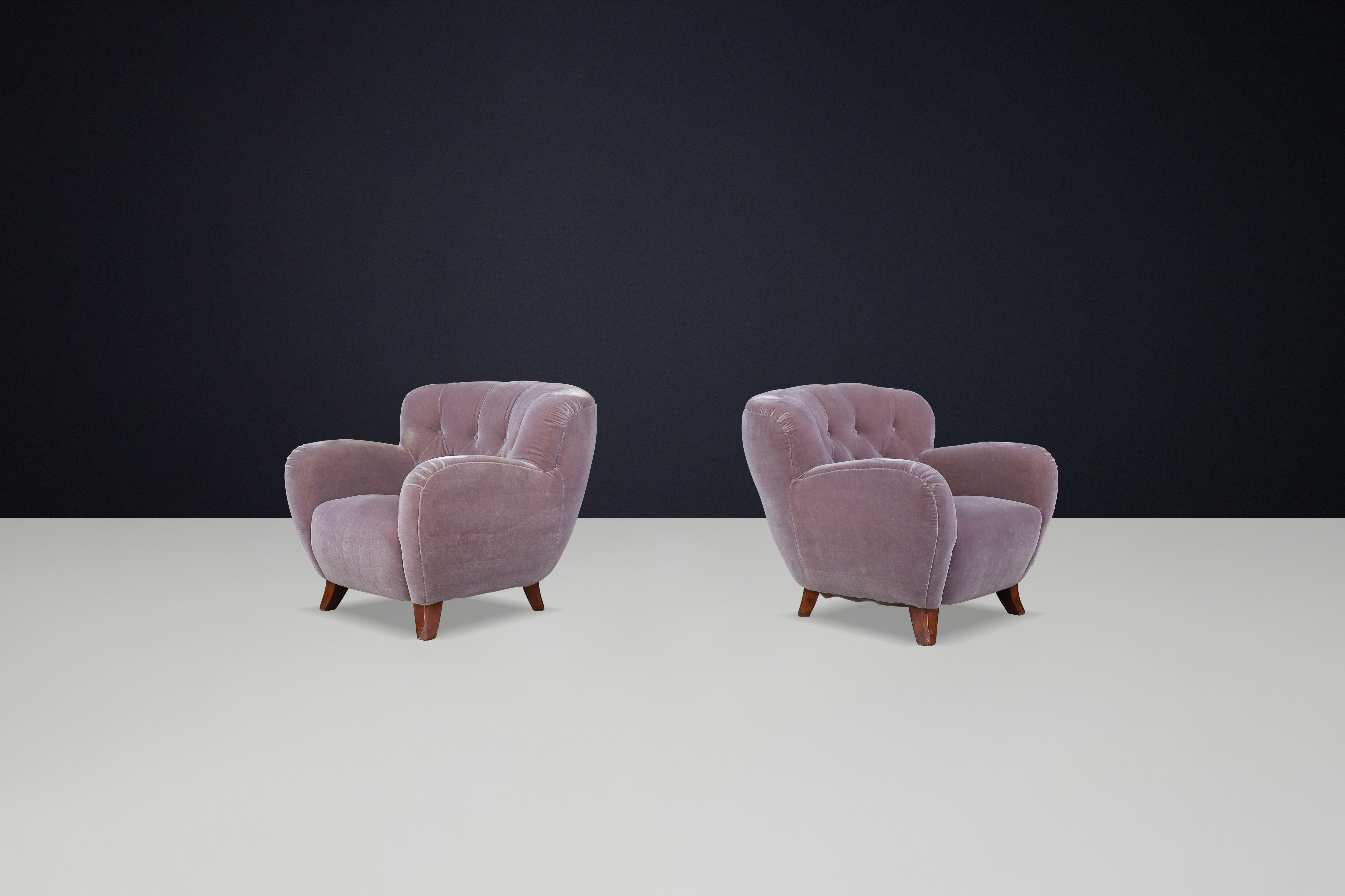 Flemming Lassen Armchairs in Original Velvet Upholstery, Denmark 1930s For Sale 3