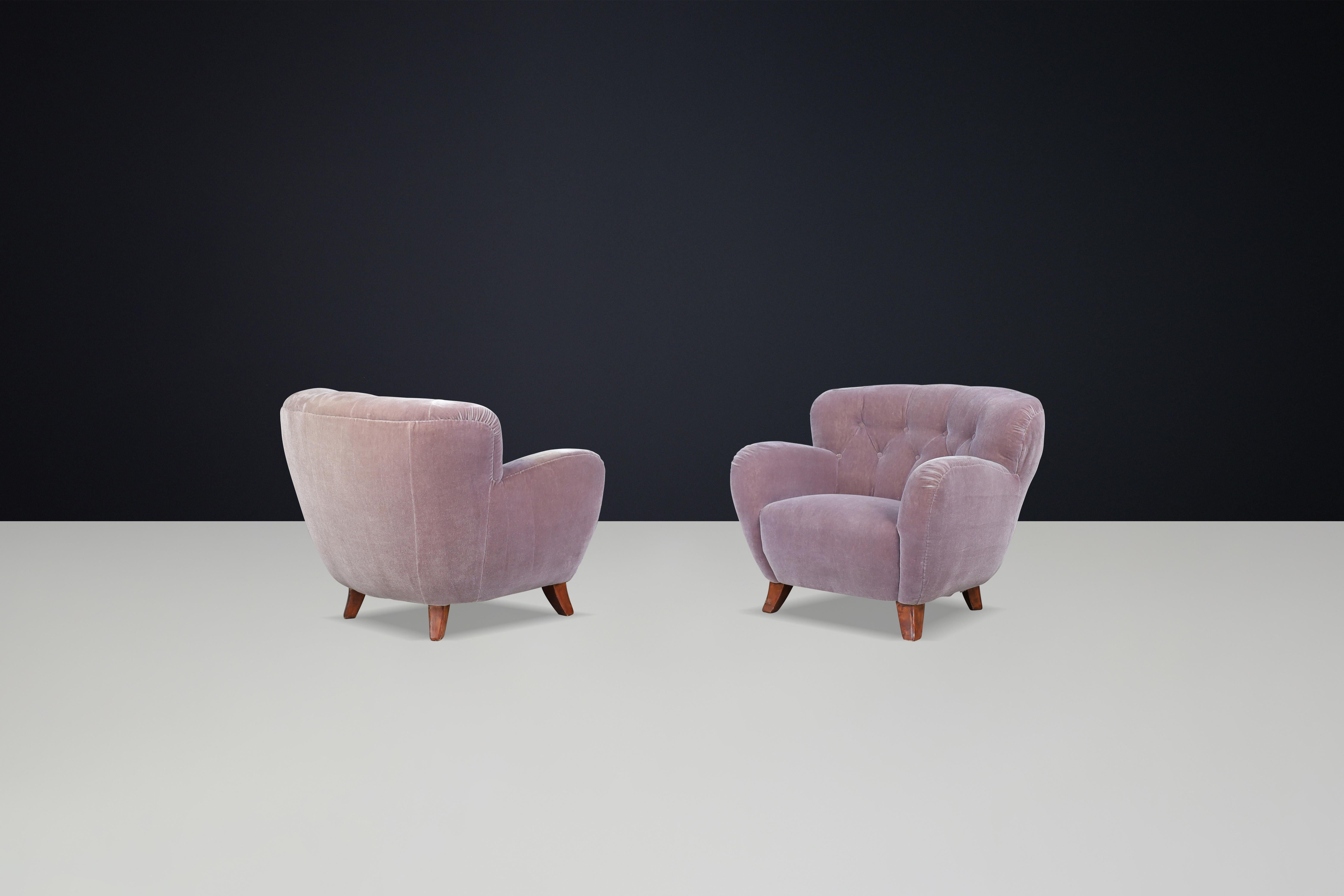 Flemming Lassen Armchairs in Original Velvet Upholstery, Denmark 1930s For Sale 5