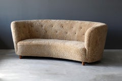 Flemming Lassen 'Attribution' Organic Sofa, Sheepskin, Beech, Denmark 1940s
