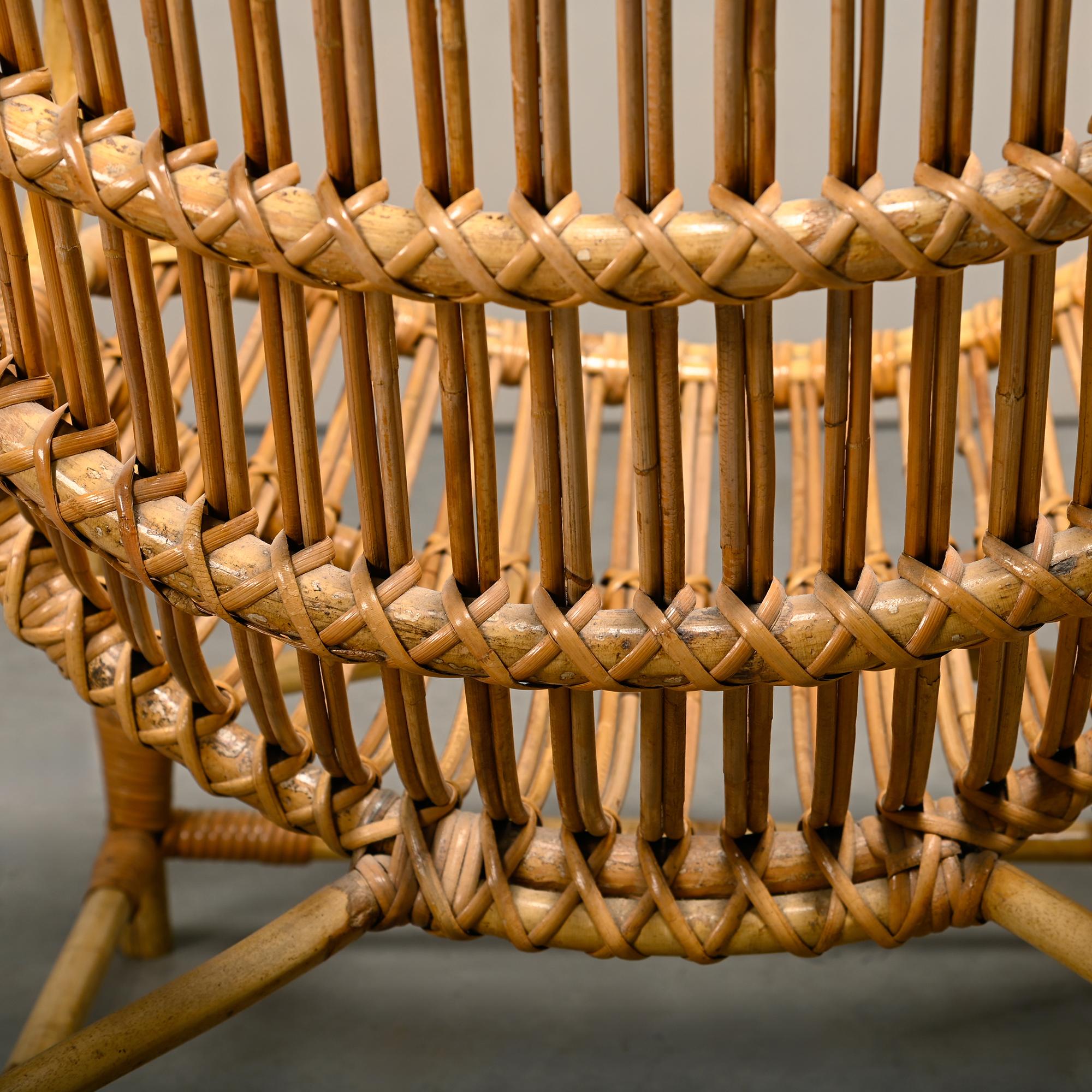 Silla de bambú y caña Flemming Lassen, E.V.A. Nissen & Co., década de 1940 en venta 11