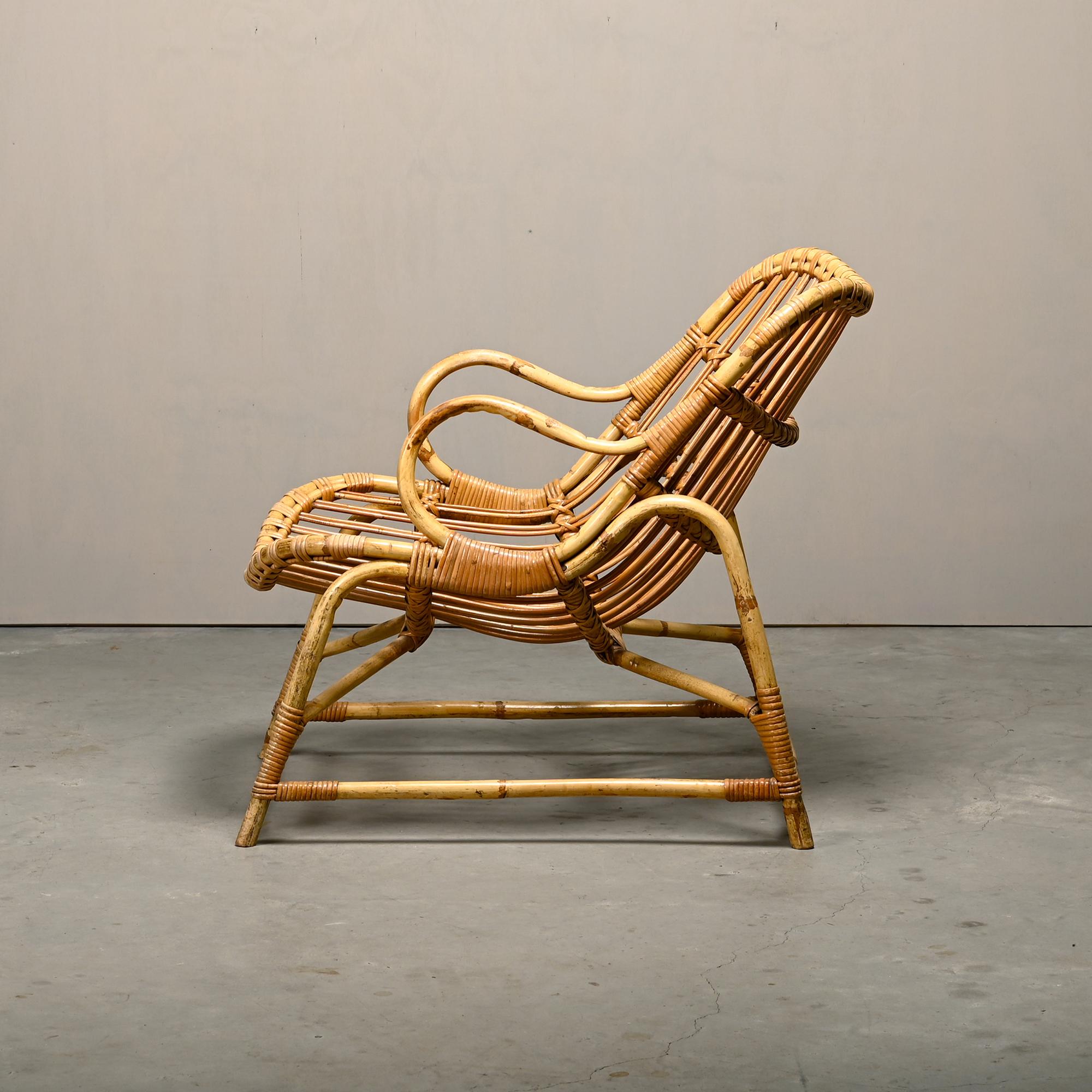 Silla de bambú y caña Flemming Lassen, E.V.A. Nissen & Co., década de 1940 Escandinavo moderno en venta