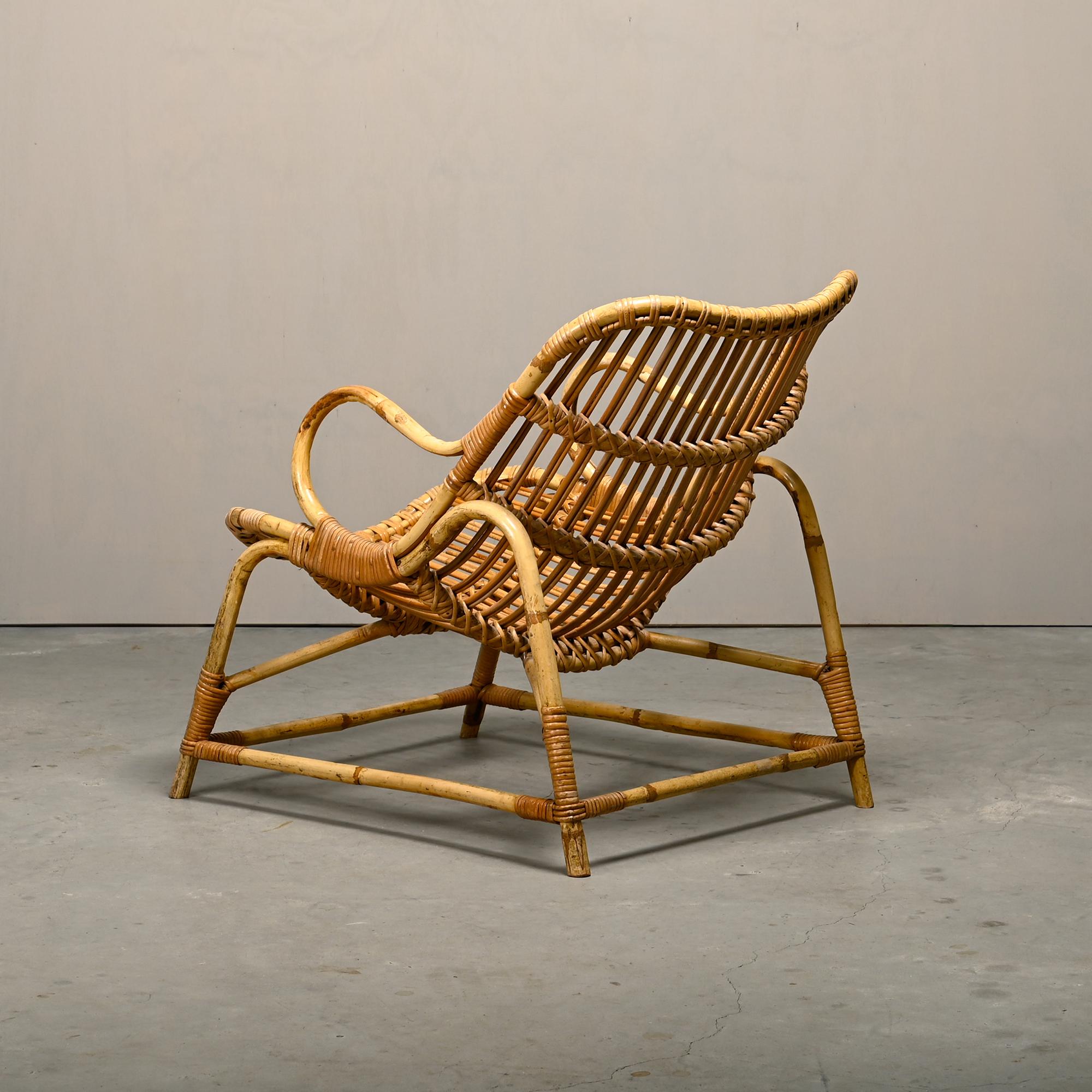 Silla de bambú y caña Flemming Lassen, E.V.A. Nissen & Co., década de 1940 Danés en venta