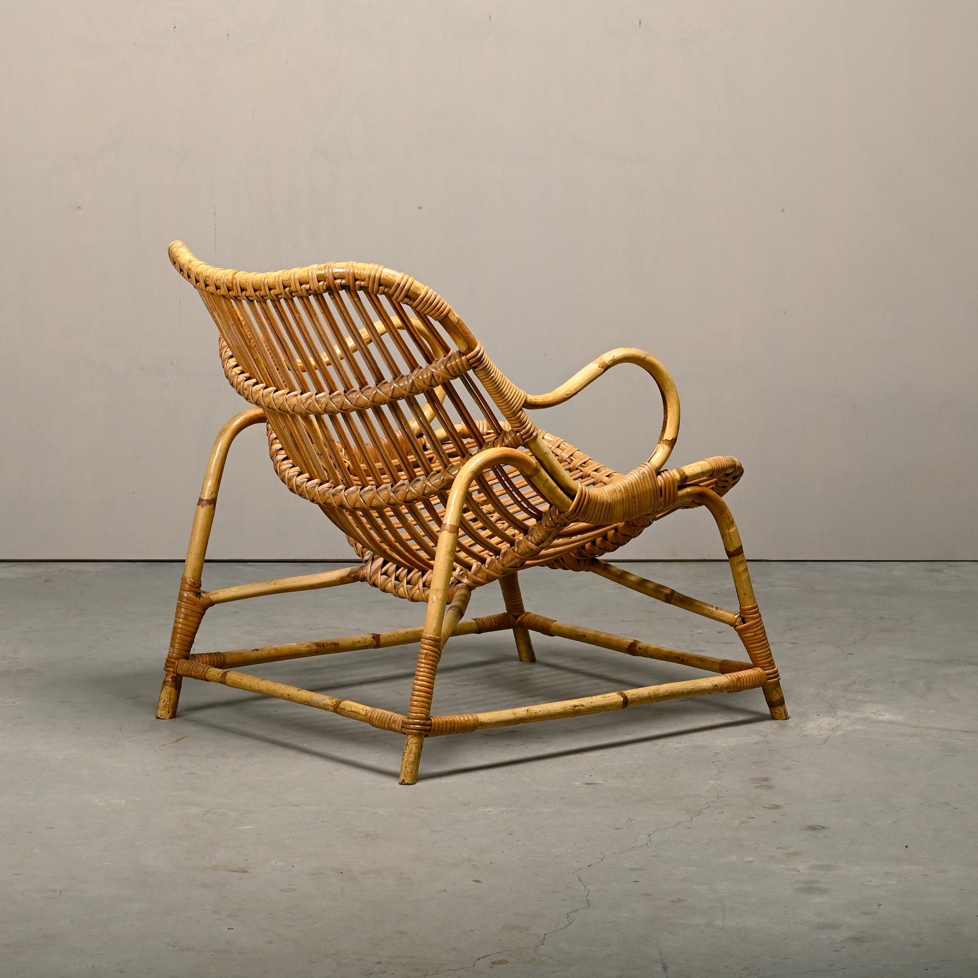 Silla de bambú y caña Flemming Lassen, E.V.A. Nissen & Co., década de 1940 en Bueno estado para la venta en Amsterdam, NL