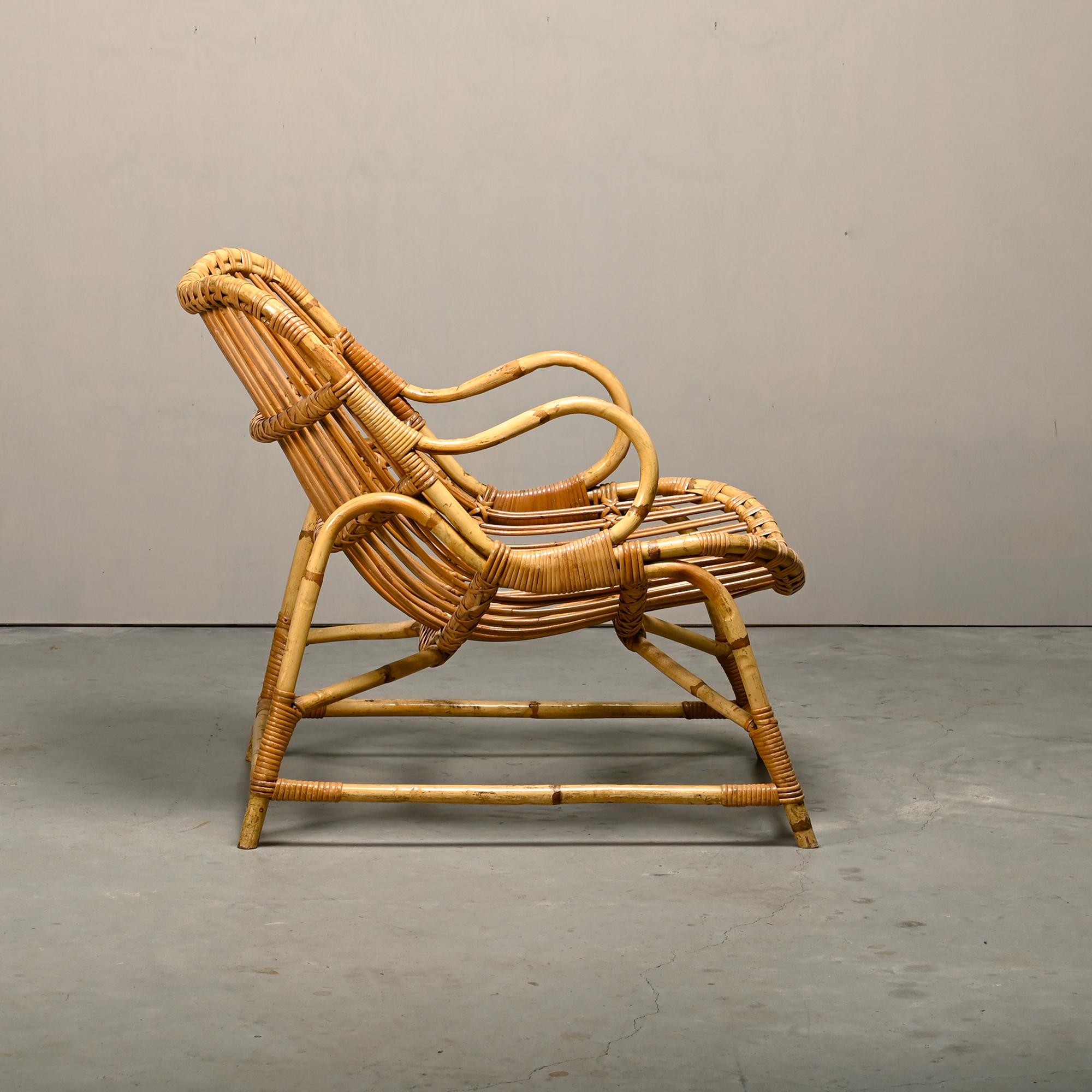 Silla de bambú y caña Flemming Lassen, E.V.A. Nissen & Co., década de 1940 mediados del siglo XX en venta