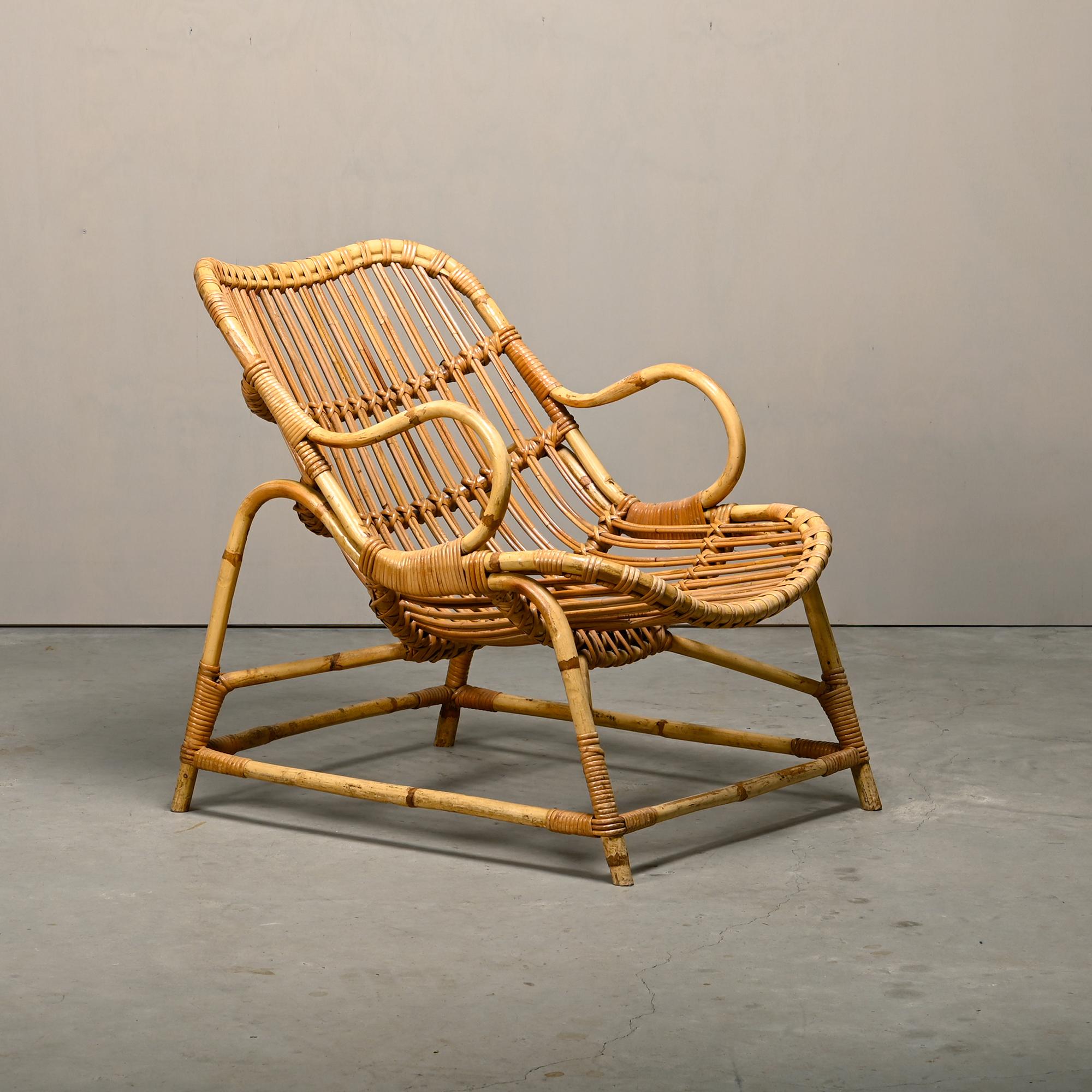 Silla de bambú y caña Flemming Lassen, E.V.A. Nissen & Co., década de 1940 Bambú en venta