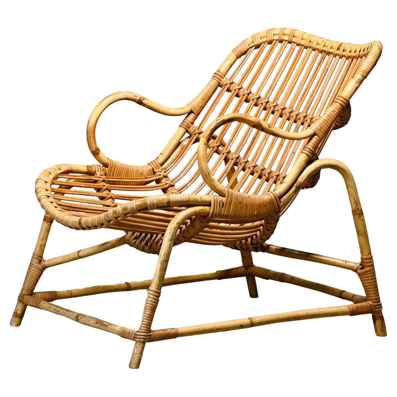 Silla de bambú y caña Flemming Lassen, E.V.A. Nissen & Co., década de 1940