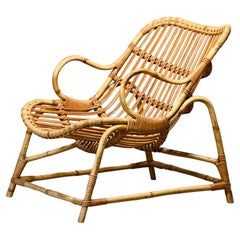 Flemming Lassen Bamboo and Cane Lounge Chair, E. V. A. Nissen & Co., 1940s