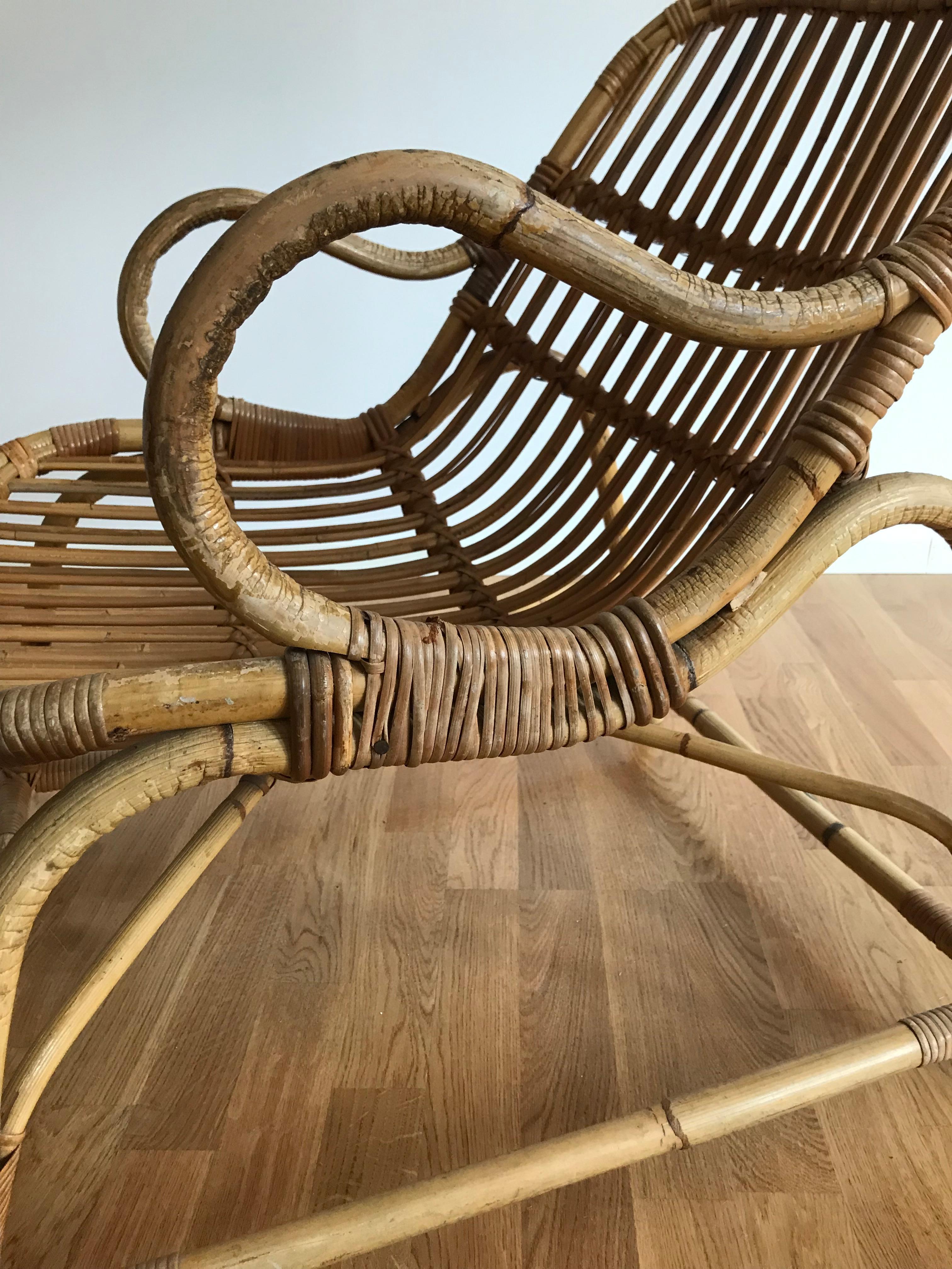Flemming Lassen, Early Lounge Chair, Bamboo, Cane, E. V. A. Nissen & Co., 1940s 1