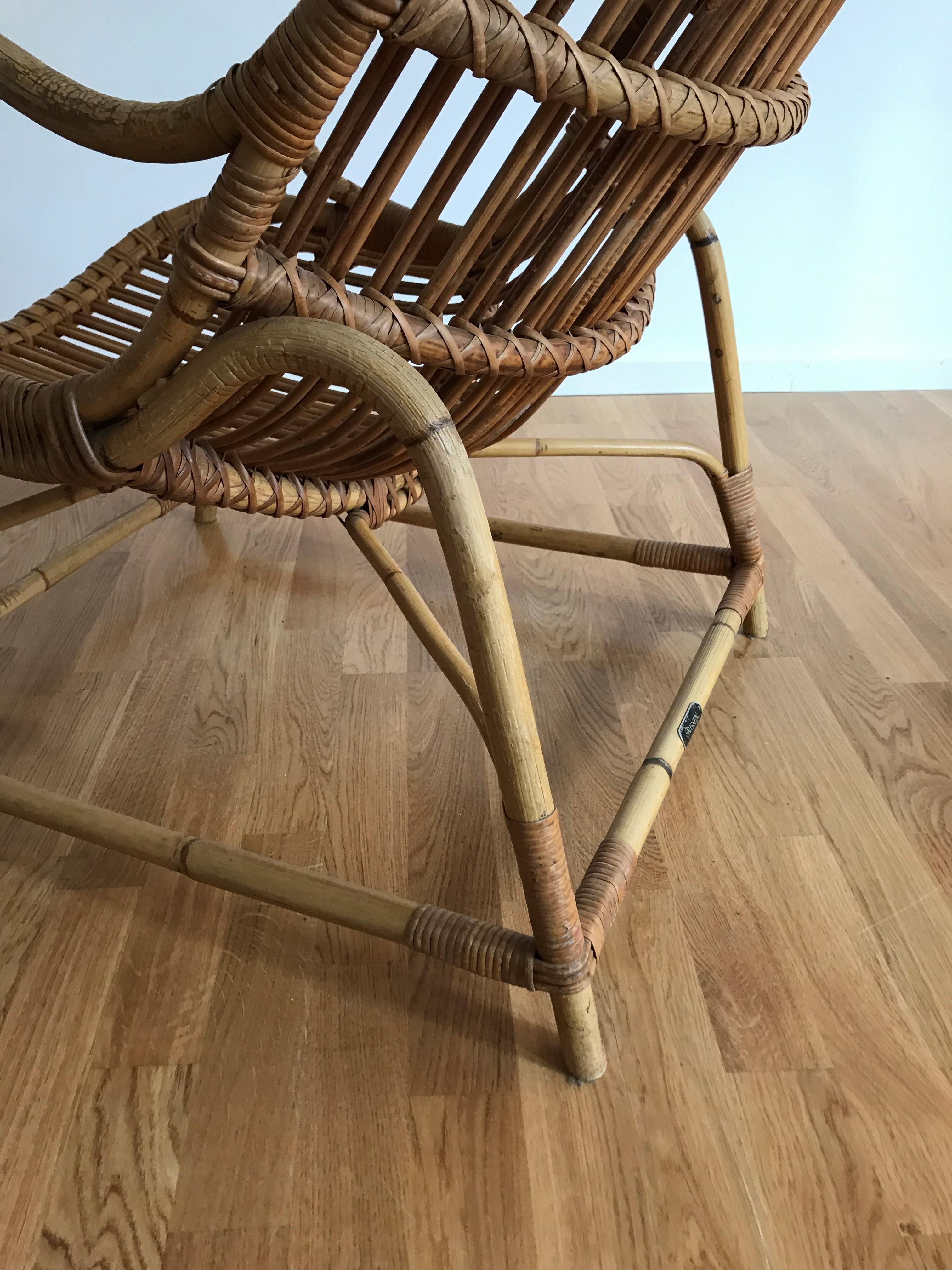 Flemming Lassen, Early Lounge Chair, Bamboo, Cane, E. V. A. Nissen & Co., 1940s 2