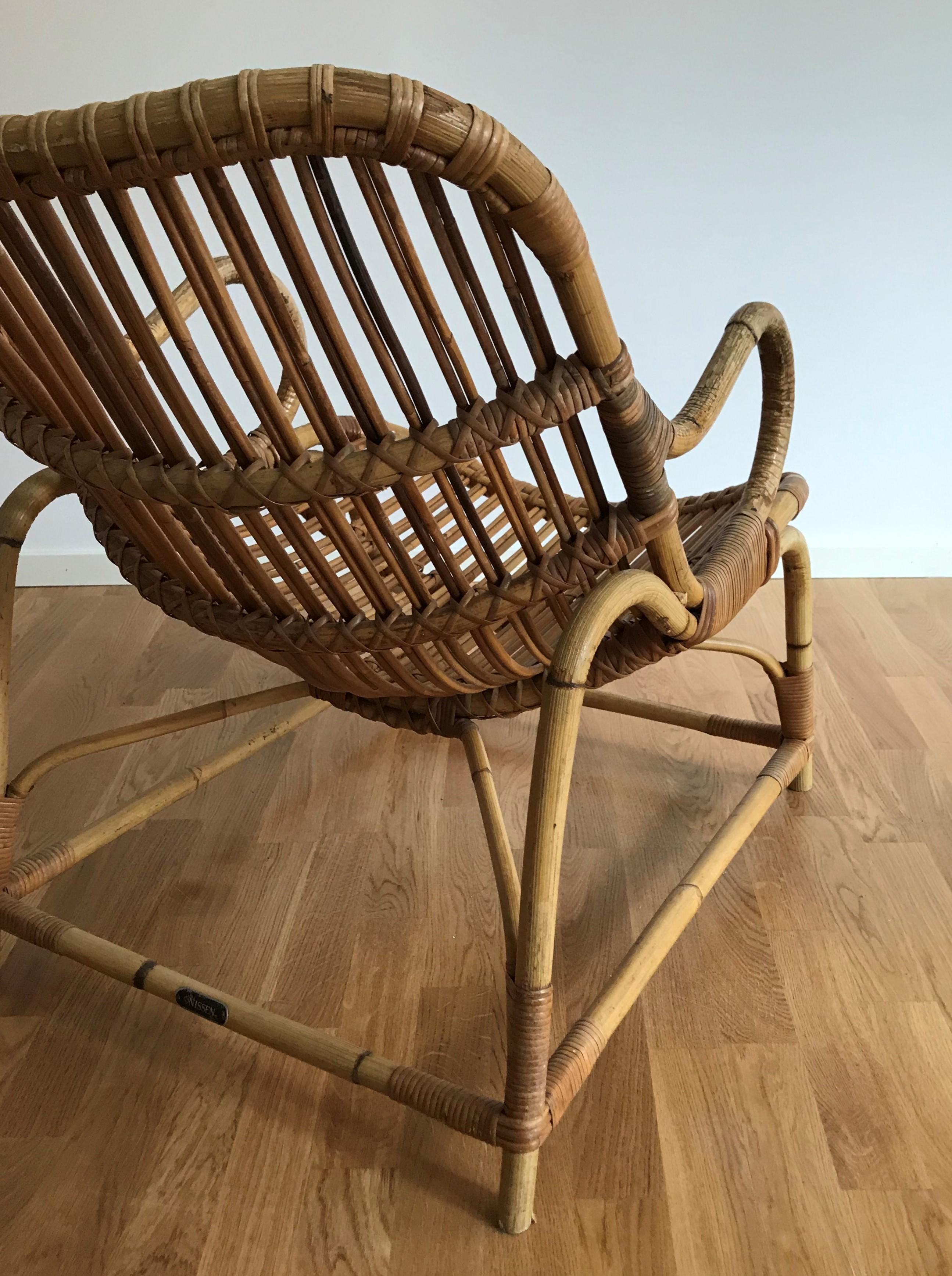 Flemming Lassen, Early Lounge Chair, Bamboo, Cane, E. V. A. Nissen & Co., 1940s 5