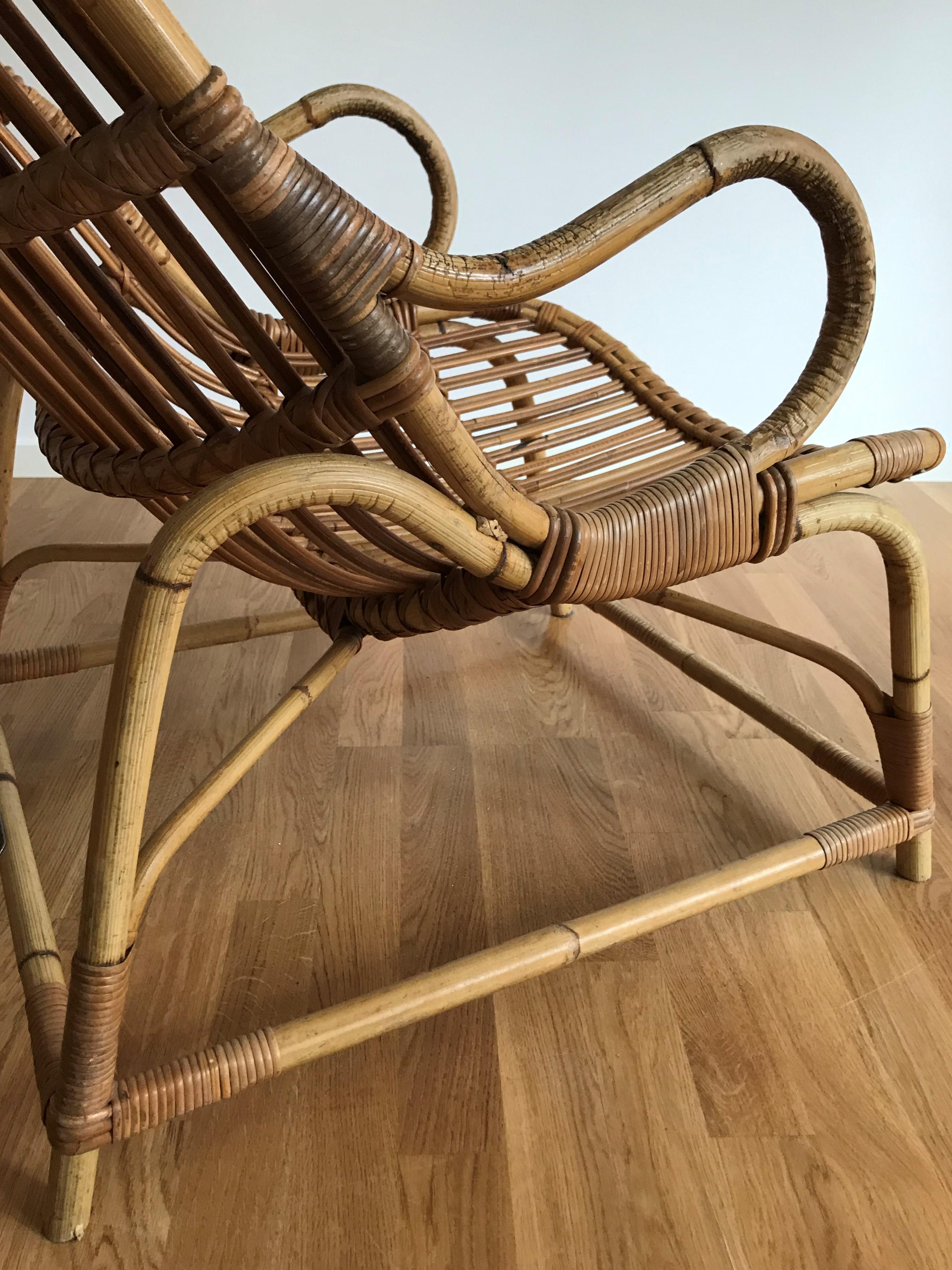 Flemming Lassen, Early Lounge Chair, Bamboo, Cane, E. V. A. Nissen & Co., 1940s 6