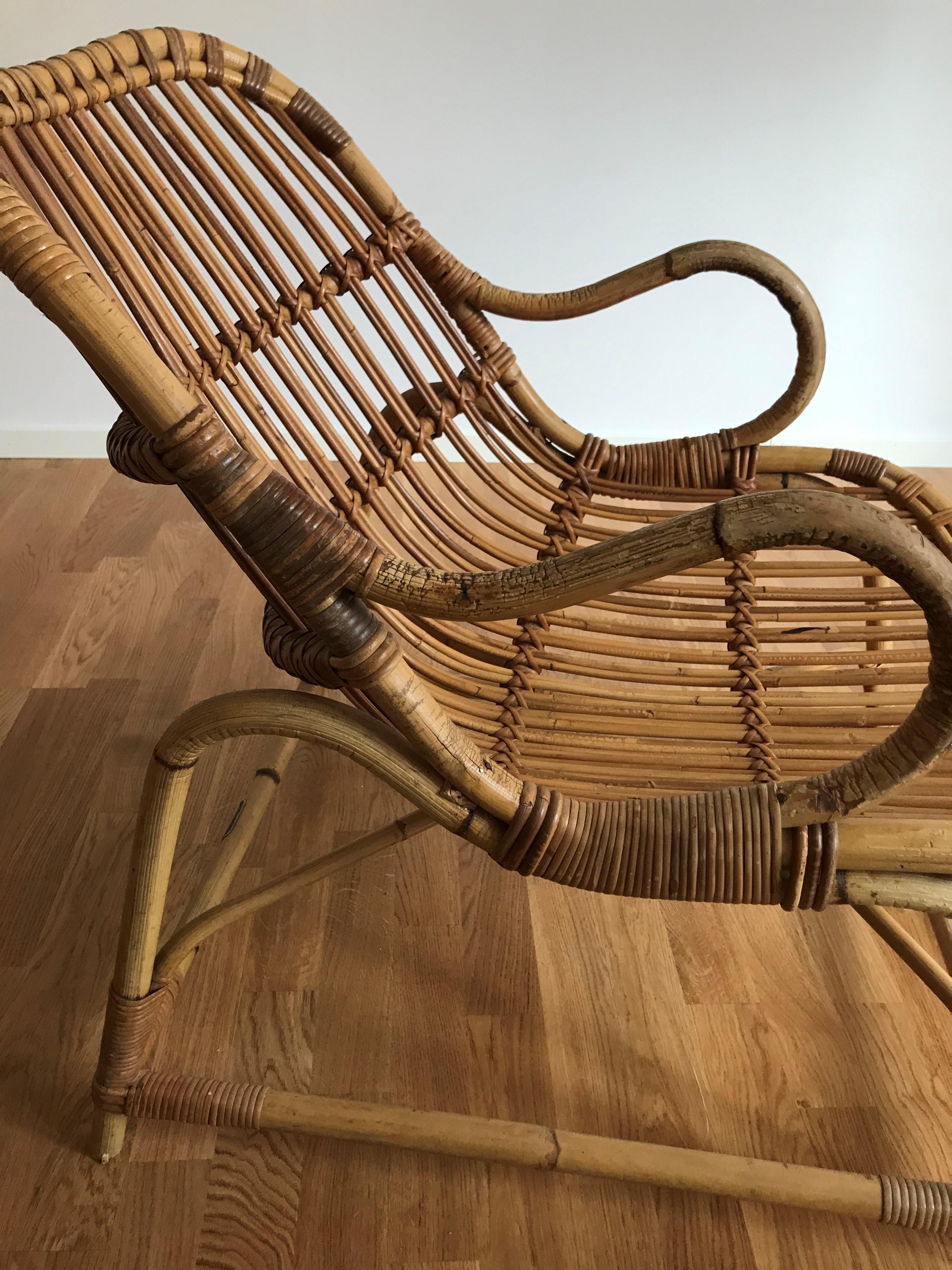 Flemming Lassen, Early Lounge Chair, Bamboo, Cane, E. V. A. Nissen & Co., 1940s 7