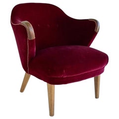 Flemming Lassen Ingeborg Armchair in Red Velvet, Denmark, 1940s