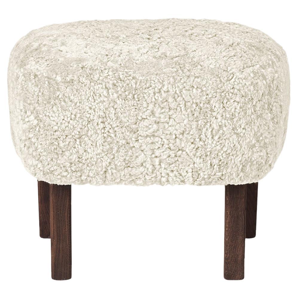 Flemming Lassen Ingeborg Footstool Sheepskin Moonlight Dark Stained Oak for Audo