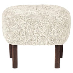 Flemming Lassen Ingeborg Footstool Sheepskin Moonlight Dark Stained Oak for Audo