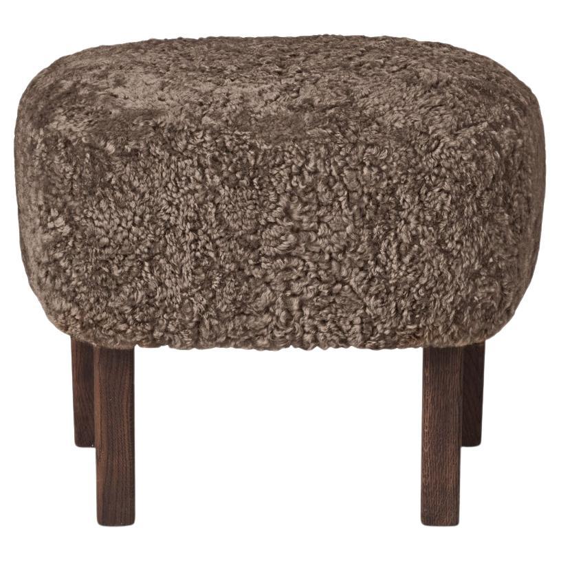 Flemming Lassen Ingeborg Footstool Sheepskin Sahara Dark Stained Oak for Audo