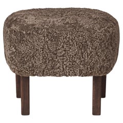 Flemming Lassen Ingeborg Footstool Sheepskin Sahara Dark Stained Oak for Audo