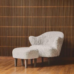 Flemming Lassen Ingeborg Lounge Chair Sheepskin Moonlight Dark Oak for Audo