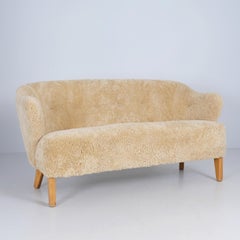 Flemming Lassen, 'Ingeborg' Sofa in Beech and Honey Sheepskin, Asko 1950s