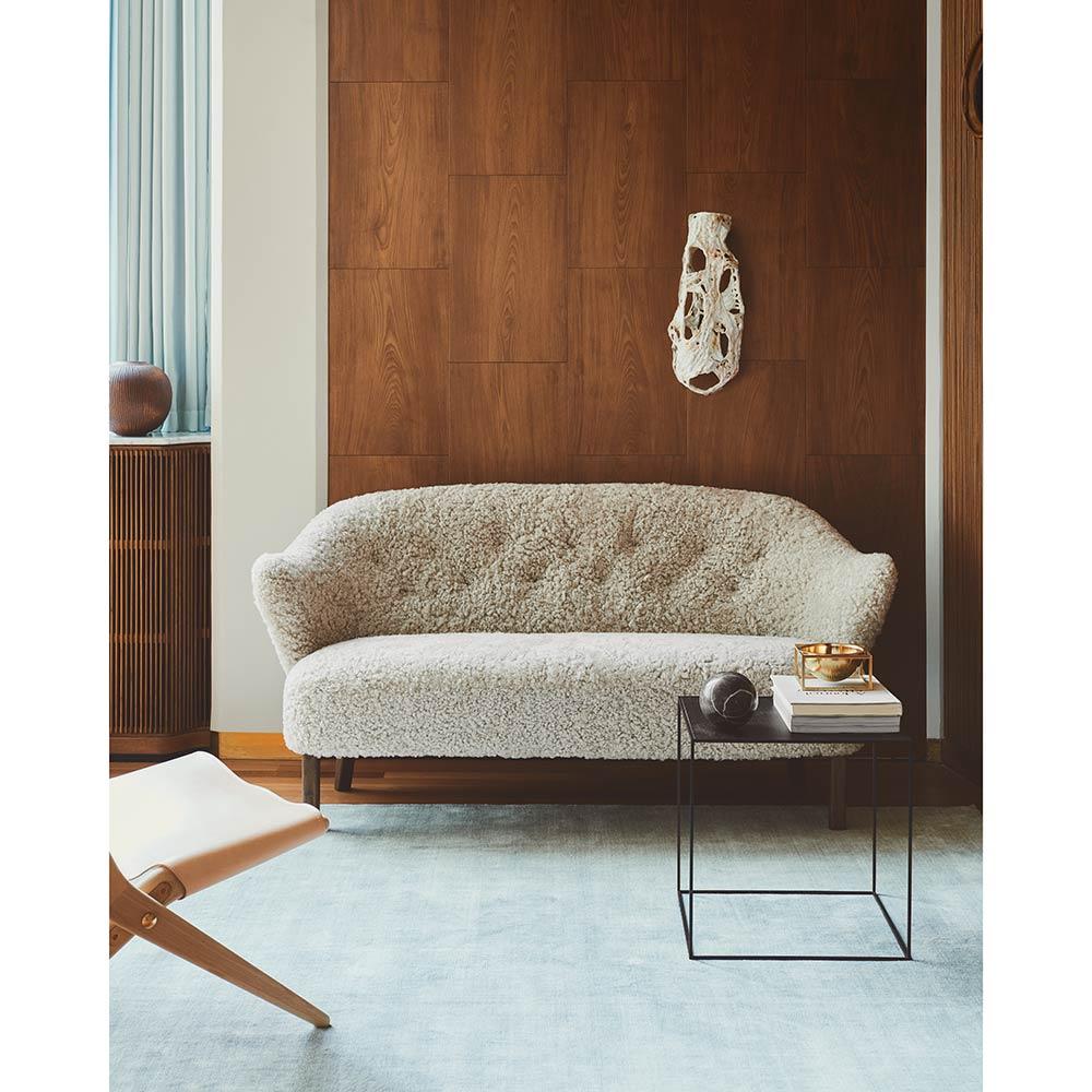 Danish Flemming Lassen Ingeborg Sofa Sheepskin Moonlight Dark Stained Oak for Audo For Sale
