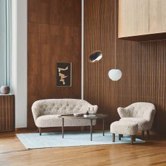 Flemming Lassen Ingeborg Sofa Schafsleder Sahara Dunkel gebeizte Eiche für Audo