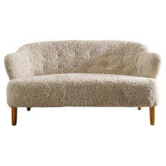 Flemming Lassen Midcentury Sofa with Sheepskin Produced by Asko, 1950s