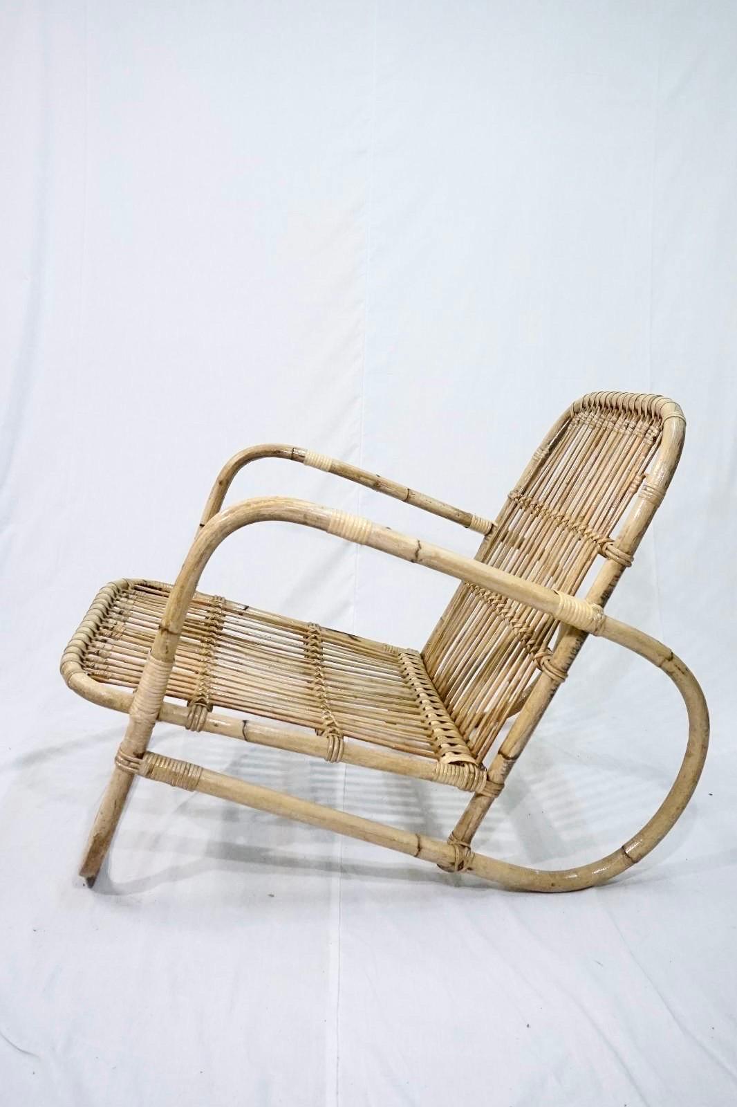 Danish Flemming Lassen Rattan Easychair Manufactured by E.V.A Nissen 1940