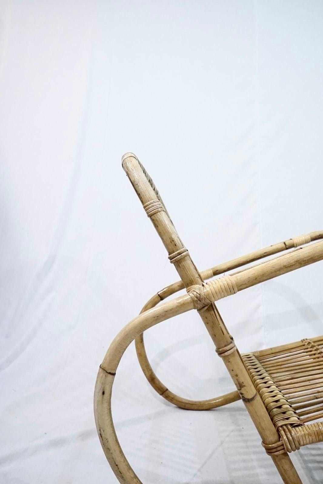 Danish Flemming Lassen Rattan Easychair Manufactured by E.V.A Nissen 1940
