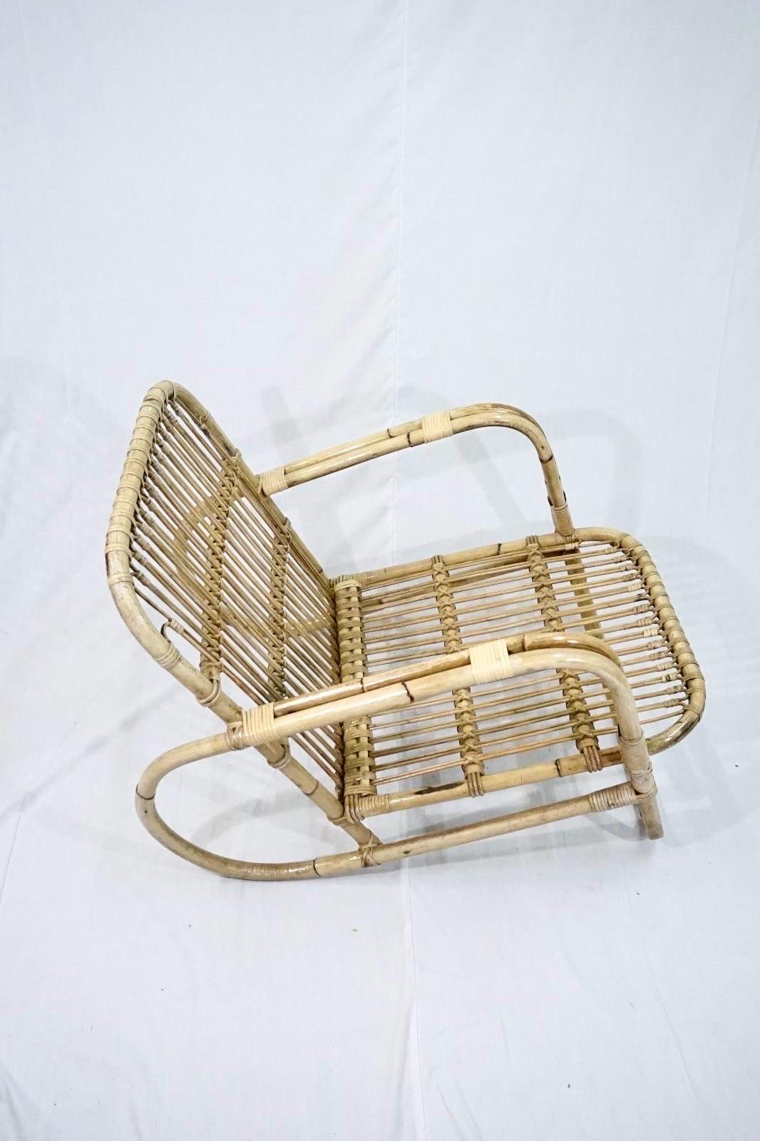 Bamboo Flemming Lassen Rattan Easychair Manufactured by E.V.A Nissen 1940