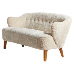 Sofá Flemming Lassen de piel de oveja beige, años 40