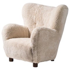 Flemming Lassen Style 1950s Sheepskin Armchair