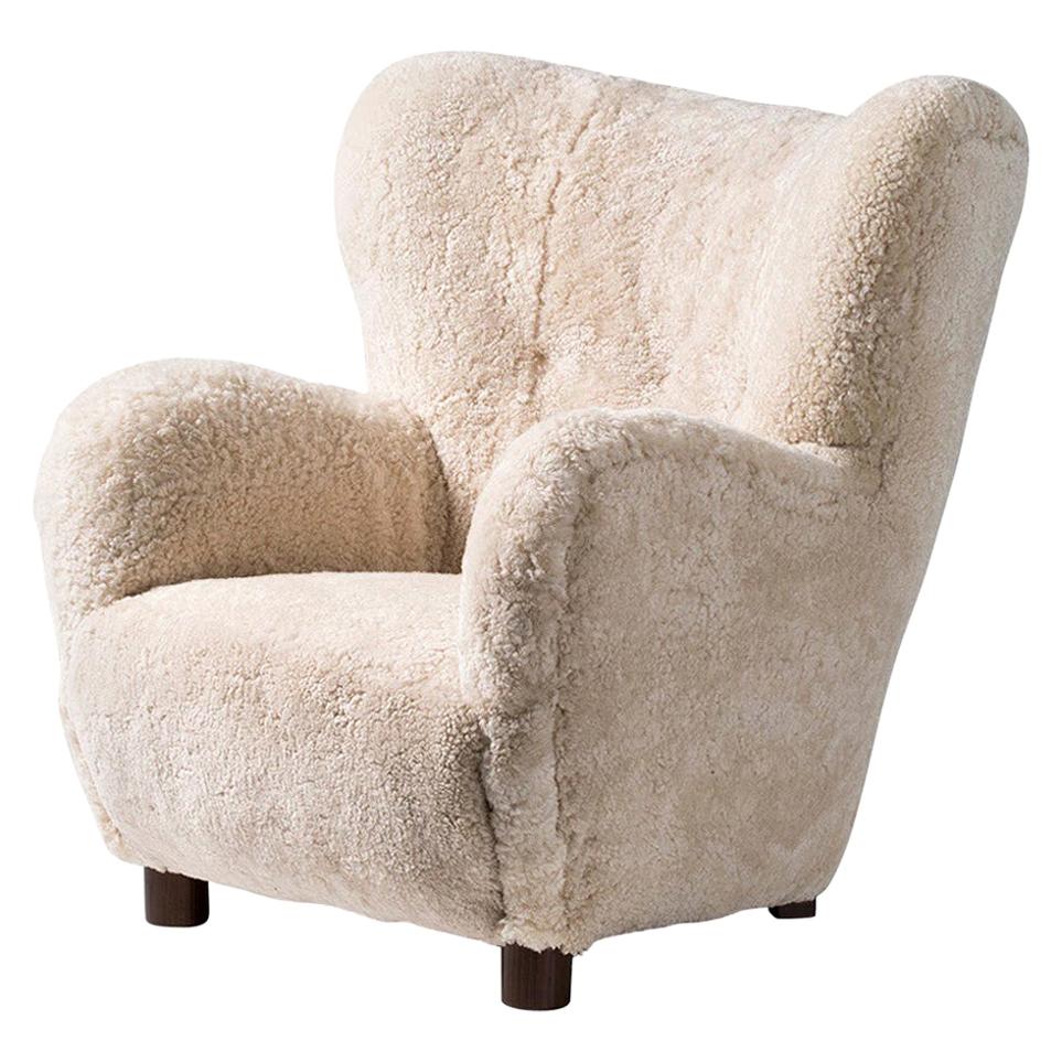 Flemming Lassen Style 1950s Sheepskin Armchair