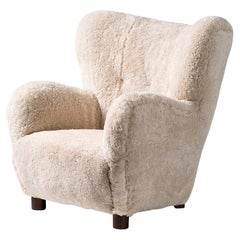 Flemming Lassen Style 1950s Sheepskin Armchair