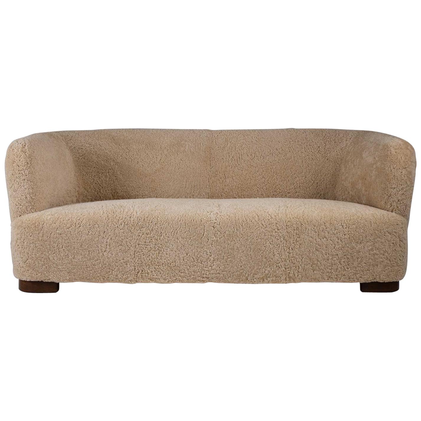 Flemming Lassen Style Sheepskin Sofa 1930s, Denmark