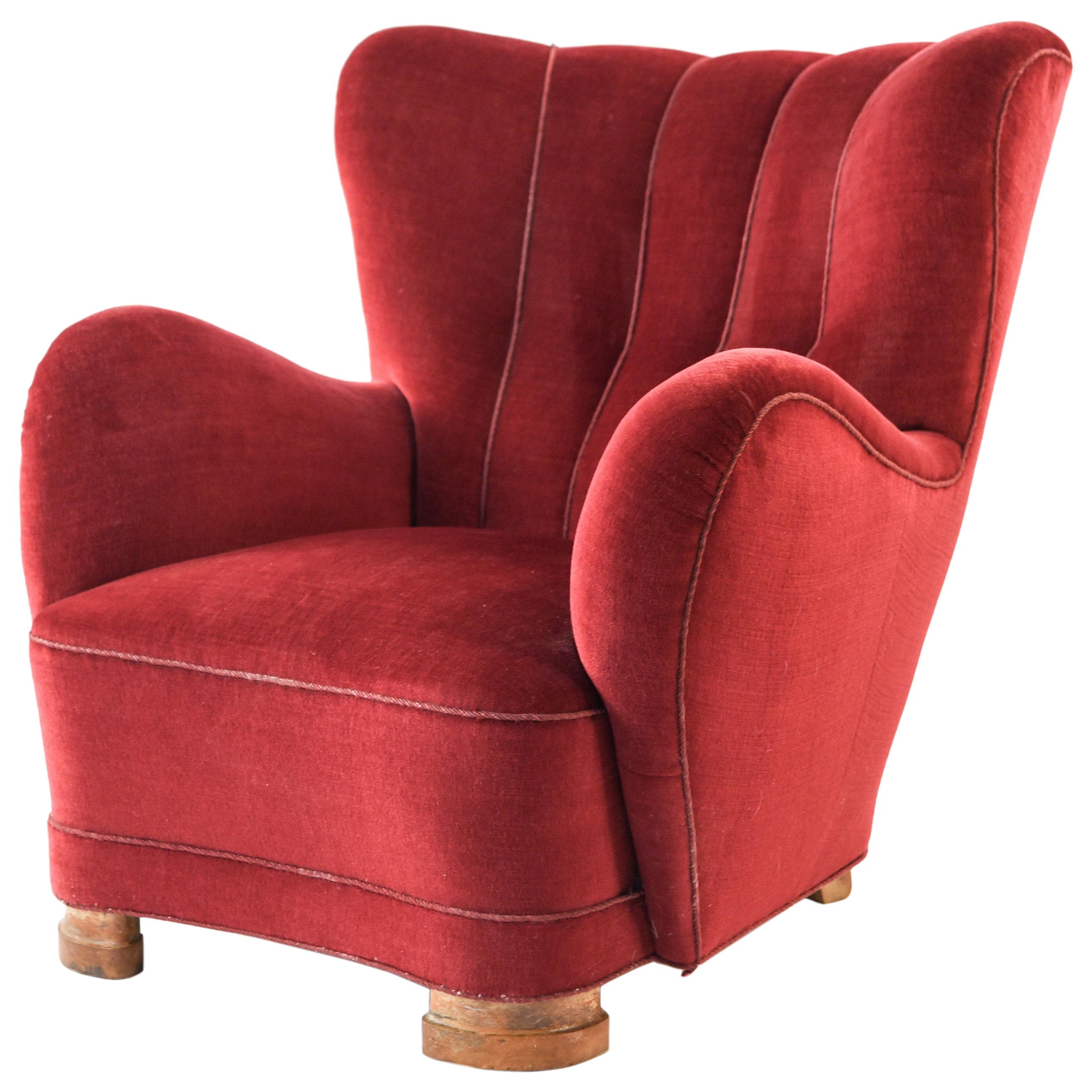 Flemming Lassen Style Wingback Lounge Chair