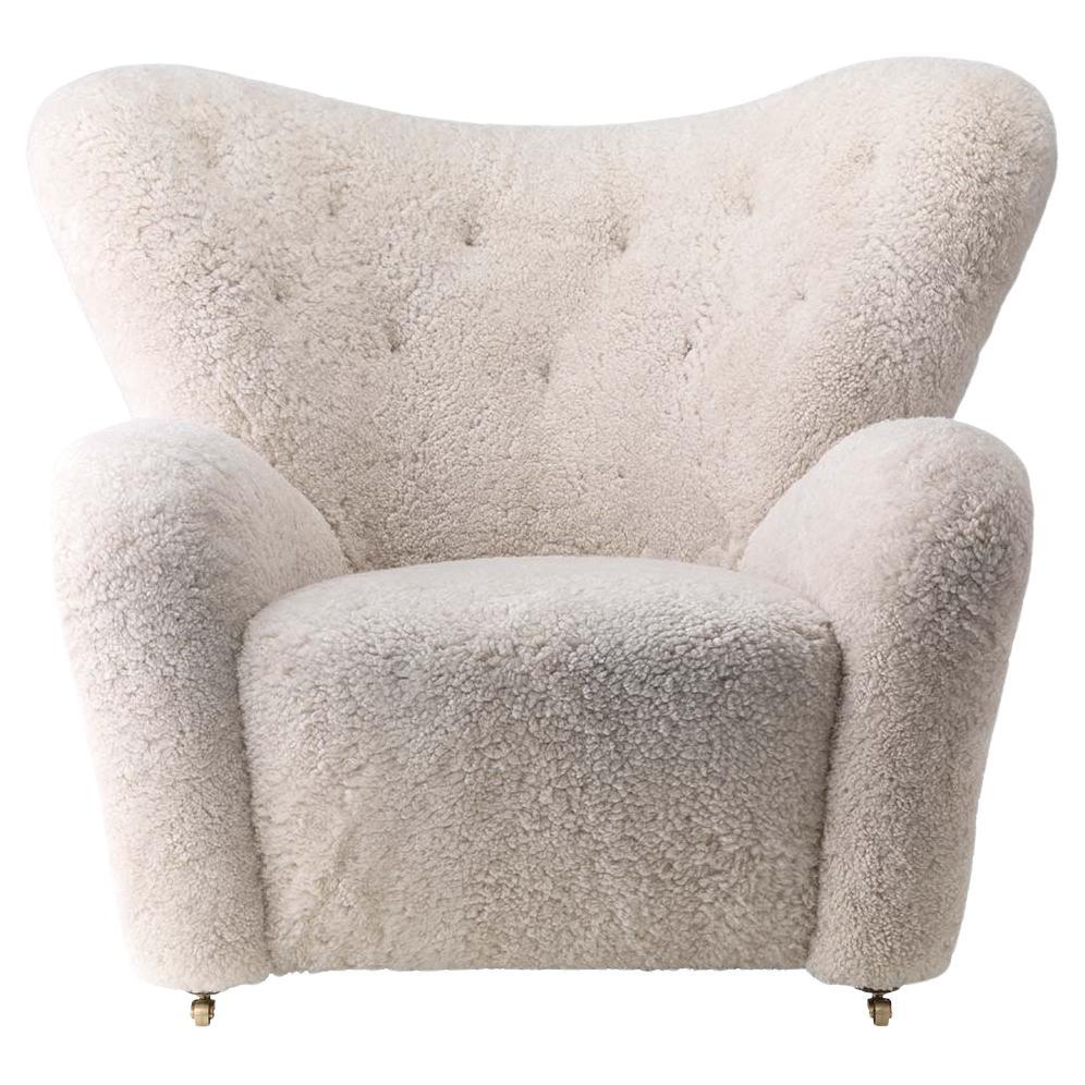 Flemming Lassen The Tired Man Lounge Chair Sheepskin Moonlight for Audo