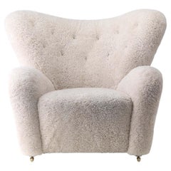 Flemming Lassen The Tired Man Lounge Chair Sheepskin Moonlight for Audo