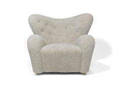 Flemming Lassen "Tired Man" Sheepskin Lounge Chair and Ottoman