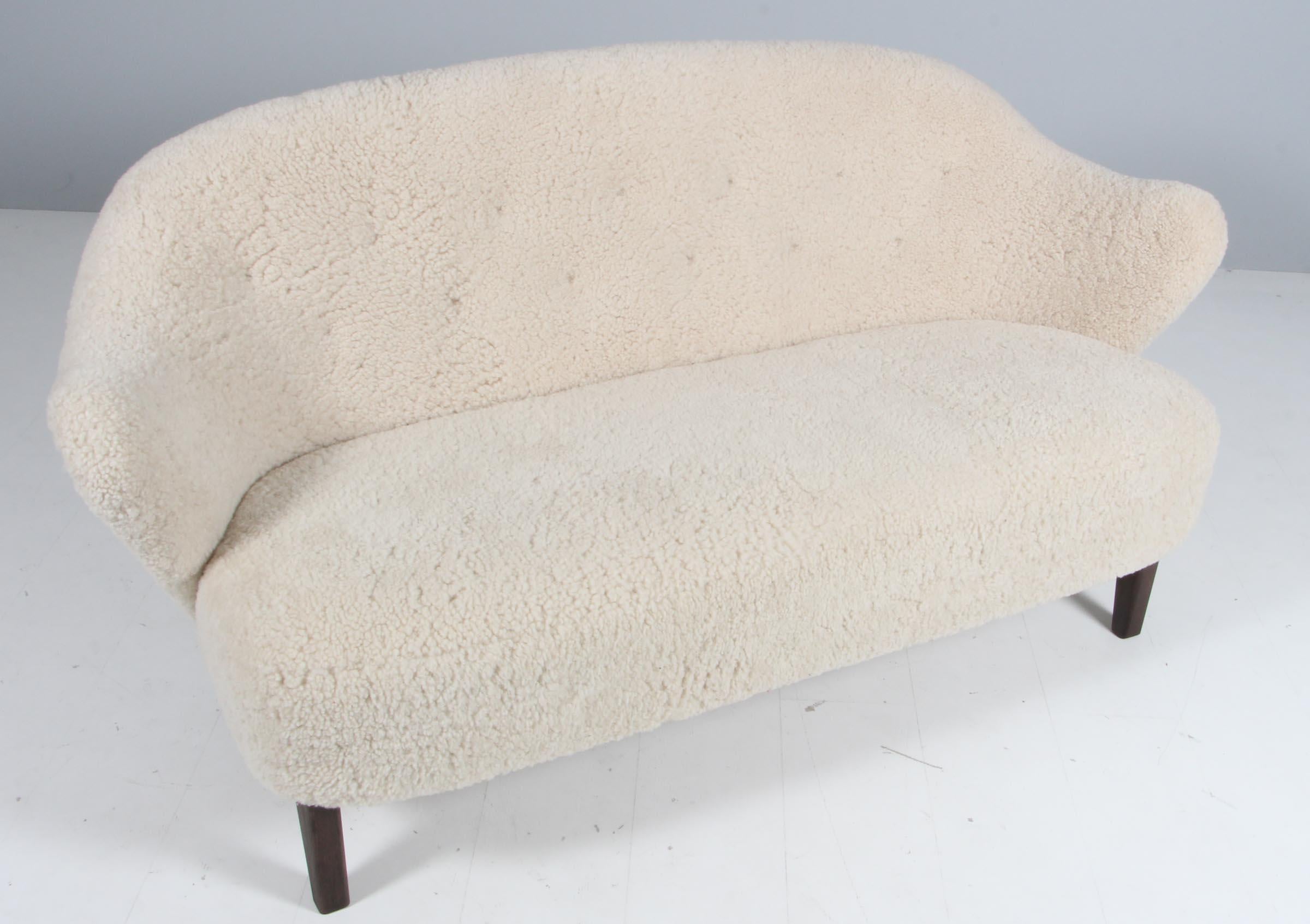 Danish Flemming Lassen Two-Seat Sofa, model Ingeborg, lambskin For Sale