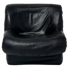FLEP S.P.A Bitonto Black Leather Lounge Chair, Made in Italy