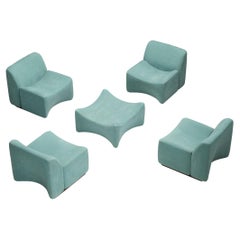 Fler 'Idler' Modular Living Room Set in Mint Green Upholstery