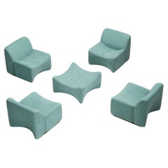 Fler 'Idler' Modular Living Room Set in Mint Green Upholstery 