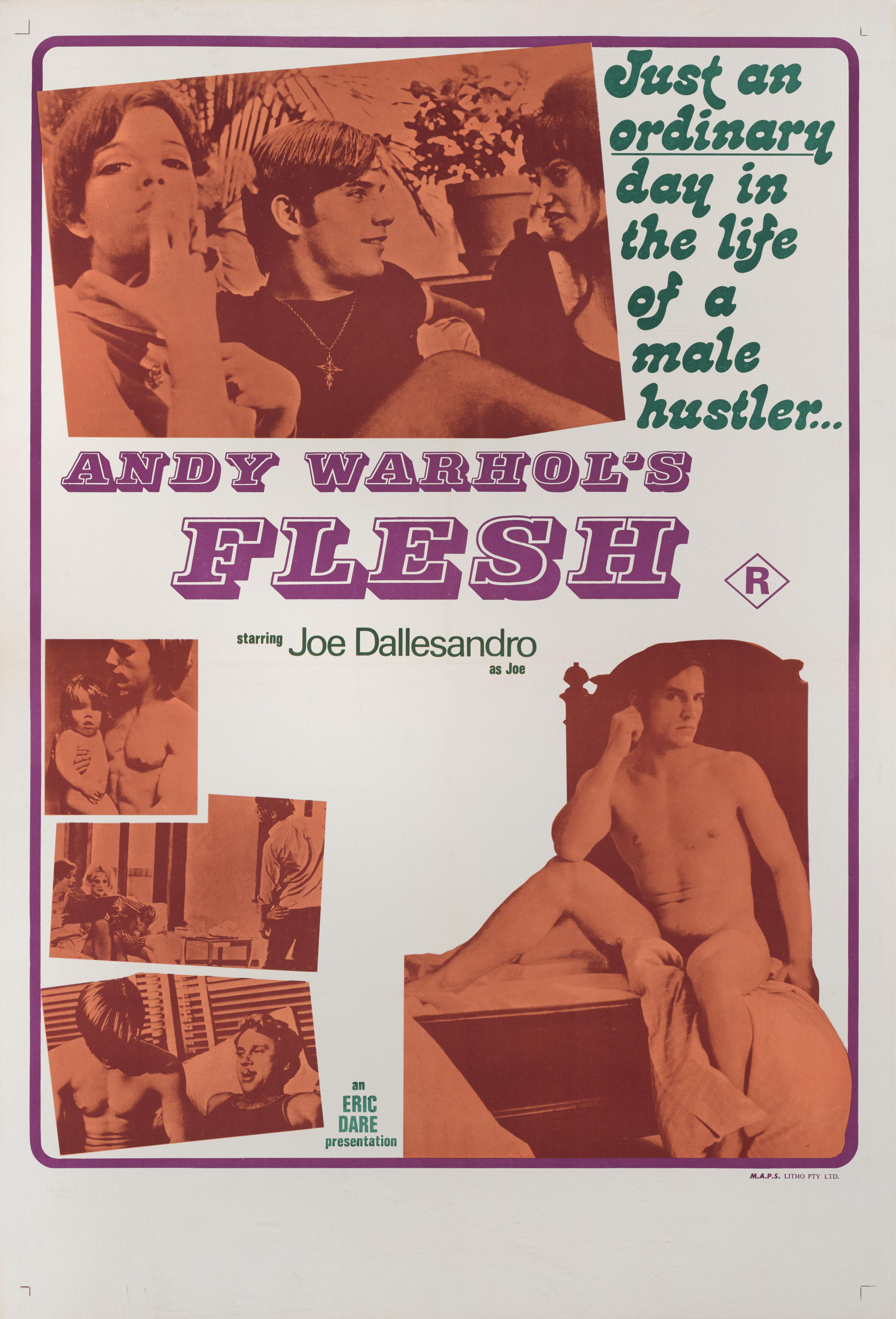 Original Australian film poster for the 1968 drama staring Joe Dallesandro and Geraldine Smith, and directed by Paul Morrissey. This film was produced by Andy Warhol.
This poster is conservation linen backed and it would be shipped rolled in a