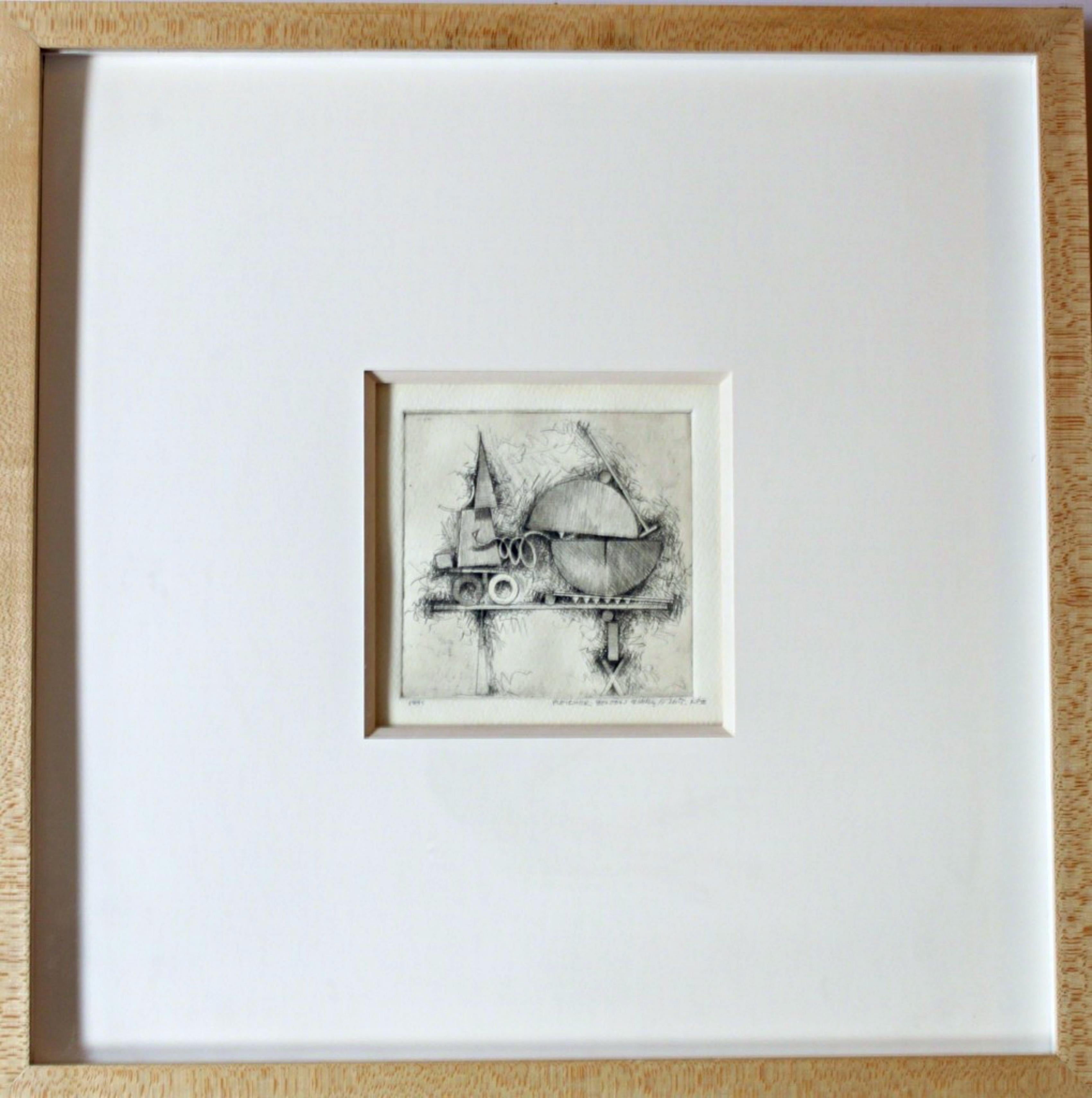 Rare constructivist etching by renowned modernist sculptor,  Signed AP,  Framed - Print by Fletcher Benton