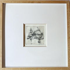 Rare constructivist etching by renowned modernist sculptor,  Signed AP,  Framed