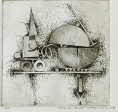 Vintage Rare constructivist etching by renowned modernist sculptor,  Signed AP,  Framed