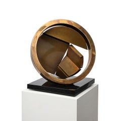 Fletcher Benton Bronze Abstract Sculpture, "Folded Circle Zig Zag 1994", Signed