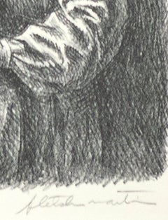 "Arab Children, " Portrait of Two Figures Lithograph signed by Fletcher Martin