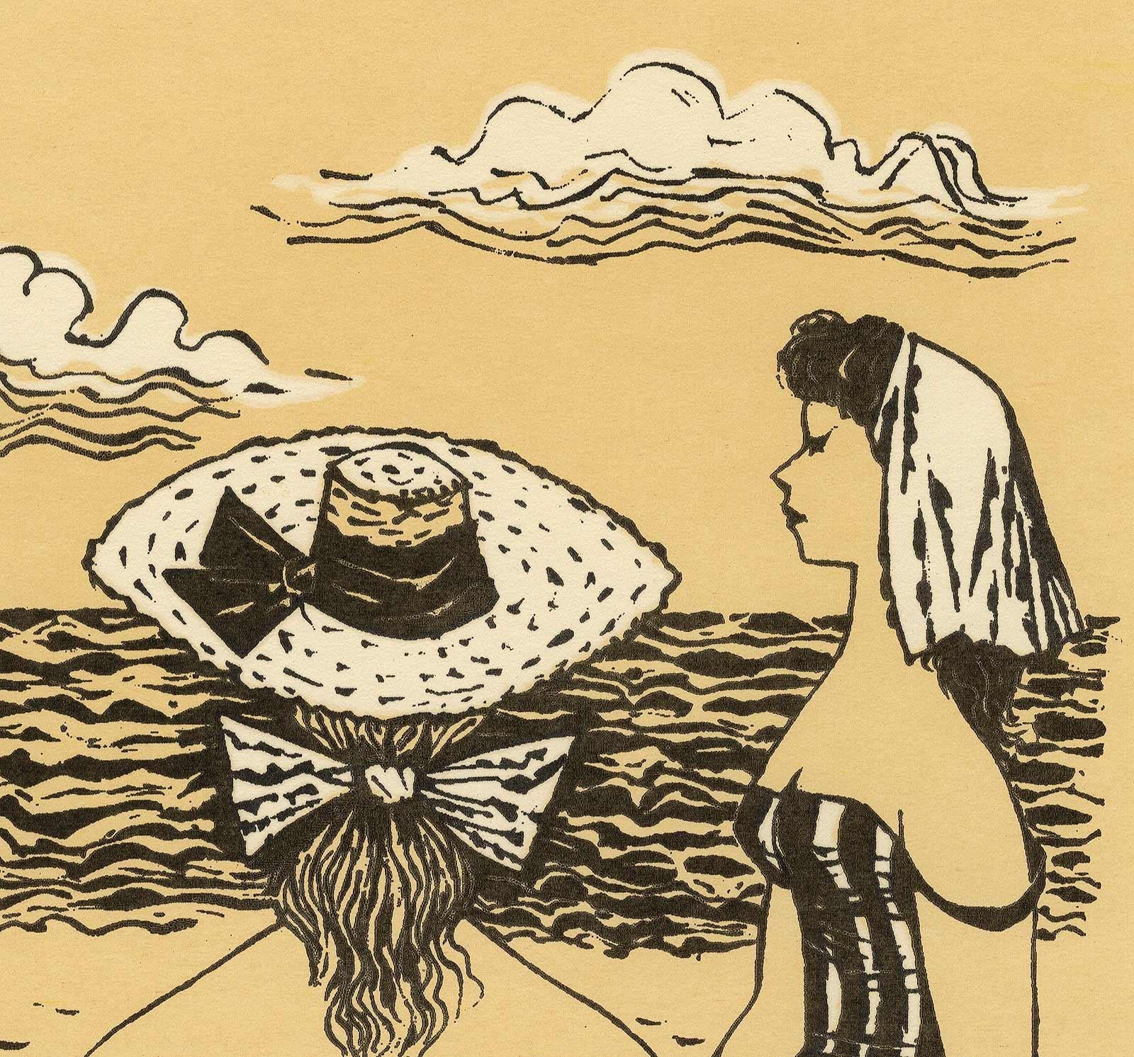 Sun Women ( two women on a beach / one with her guitar) - Print by Fletcher Martin